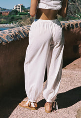 Vera White Floral Embroidered Cotton Voile Pant