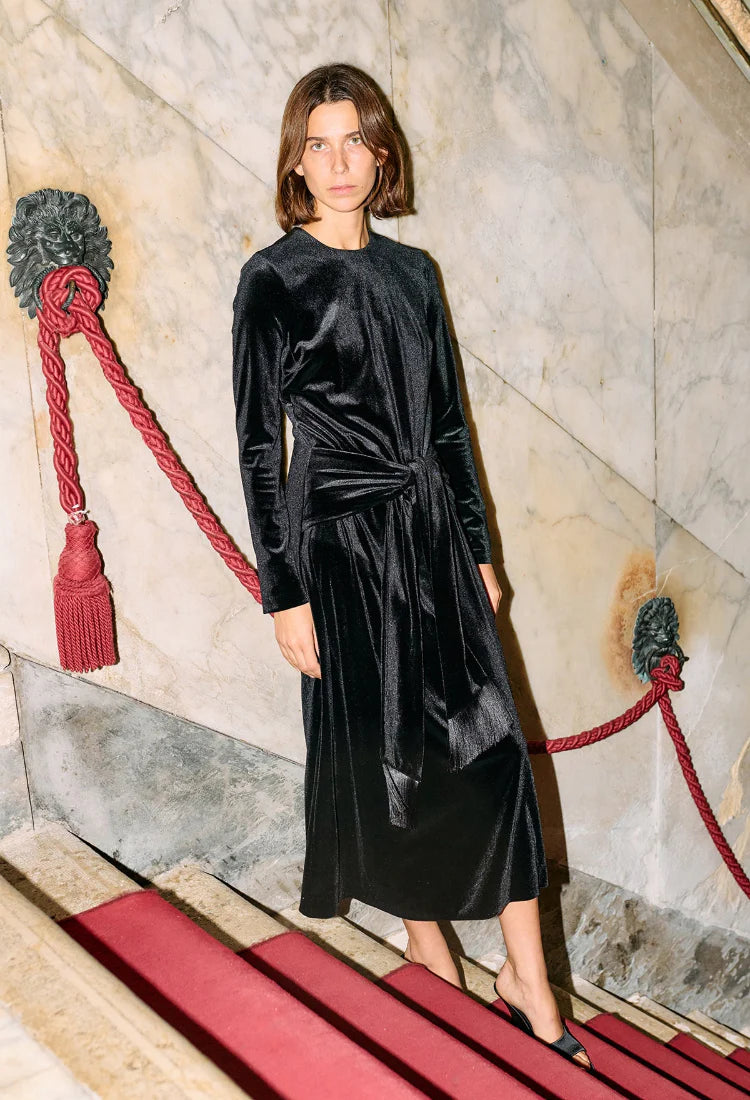 Leona Black Velvet Dress