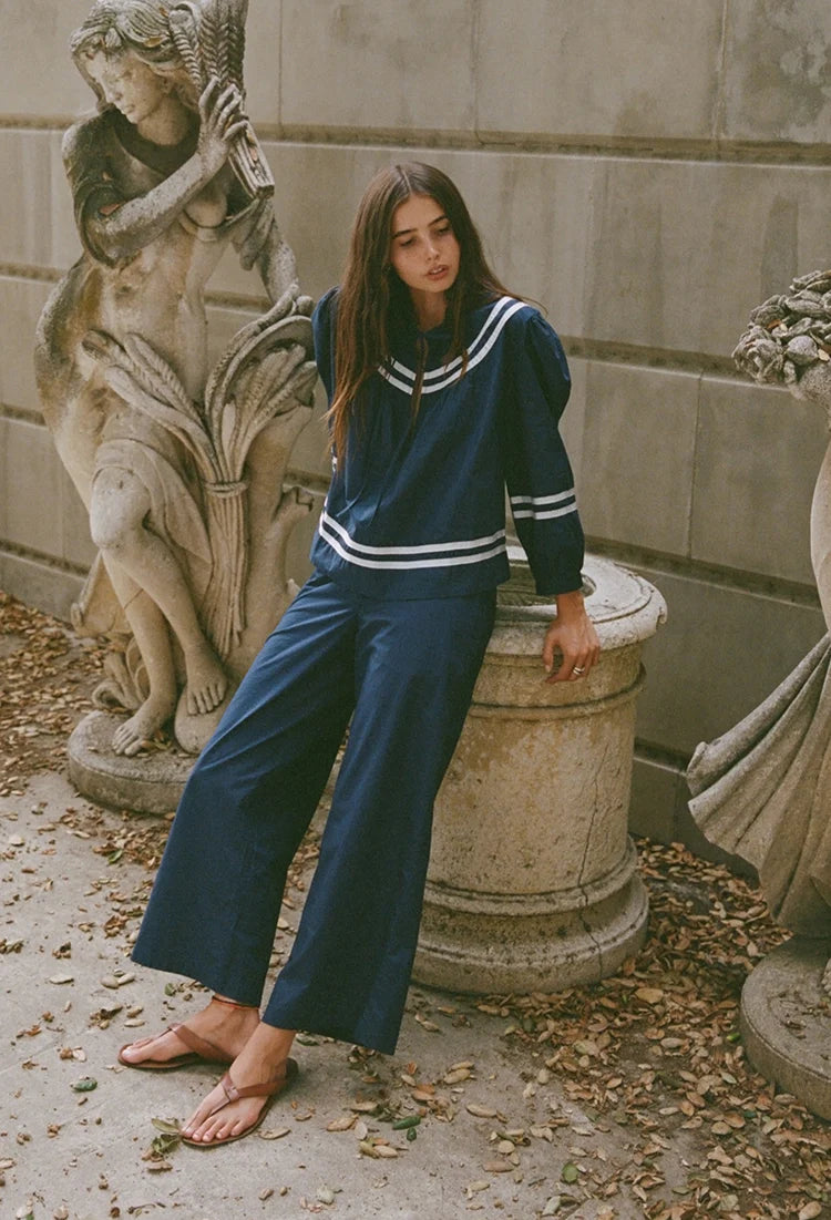 Orlando Navy Cotton Pant