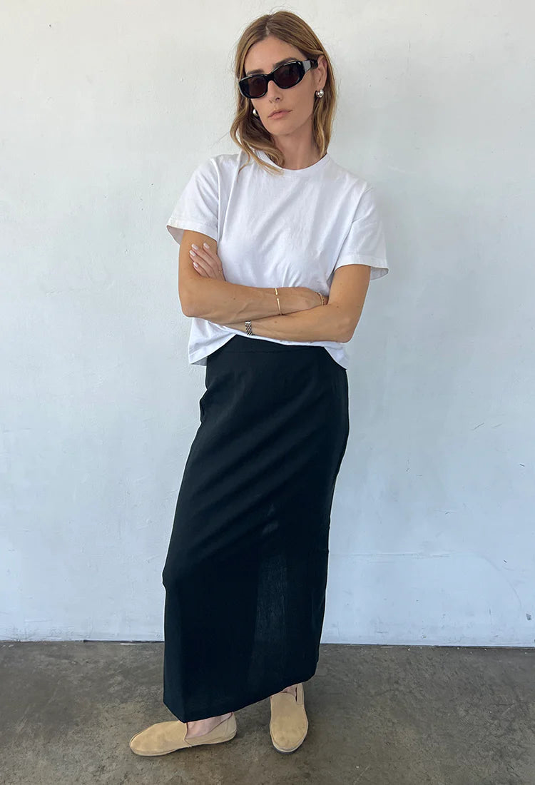 Borgia Black Linen Skirt