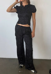 Yvonne Black Jacquard Top
