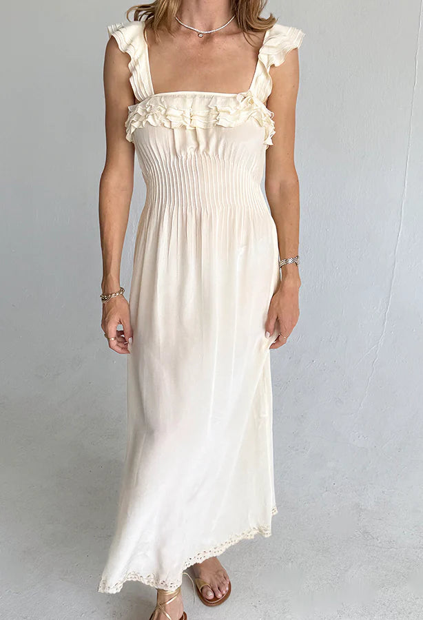 Amalie Cream Silk Dress