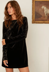 Genevieve Black Velvet Mini Dress with Bow