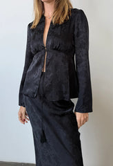 Jorgina Black Jacquard Top
