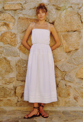 Petra White Embroidered Cotton Dress