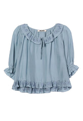 Thora Top Marine Floral Embroidery