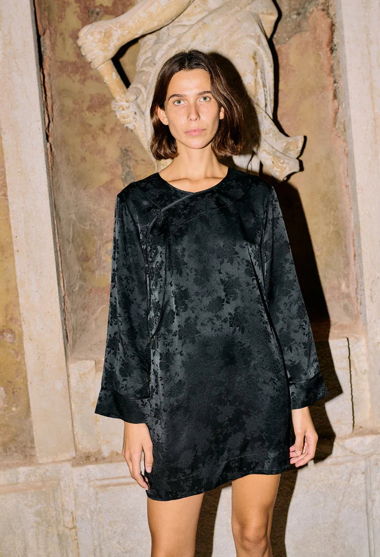 Loa Black Jacquard Dress