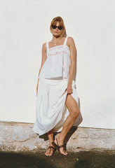 Euri White Embroidered Cotton Top