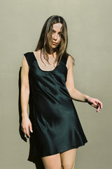 Dila Dress Black Charmeuse