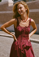 Iris Bordeaux Cotton Dress