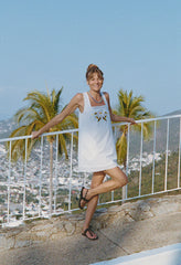 Edeme White Embroidered Linen Dress