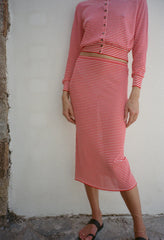 Faye Red Stripe Sheer Knit Skirt