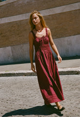 Iris Bordeaux Cotton Dress