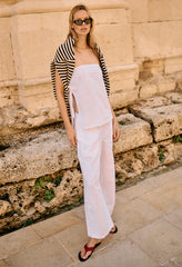 Ermanno White Embroidered Linen Pant