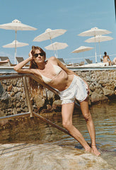 Joska White Embroidered Linen Short