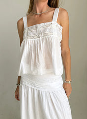 Euri White Embroidered Cotton Top