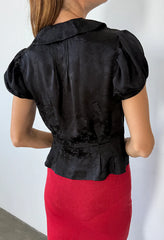 Yvonne Black Jacquard Top