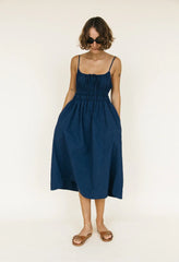 Gabriela Navy Washed Cotton Dress