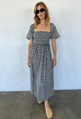 Cassani Solar Print Cotton Poplin Dress