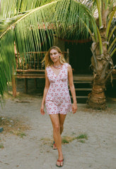Castelo Geranium Print Silk Mini Dress