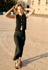 Borgia Black Linen Skirt