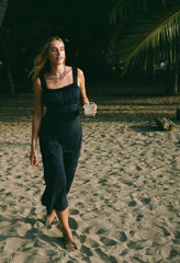 Fiore Navy Pin Dot Silky Midi Dress