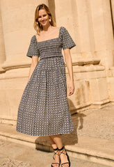 Cassani Solar Print Cotton Poplin Dress