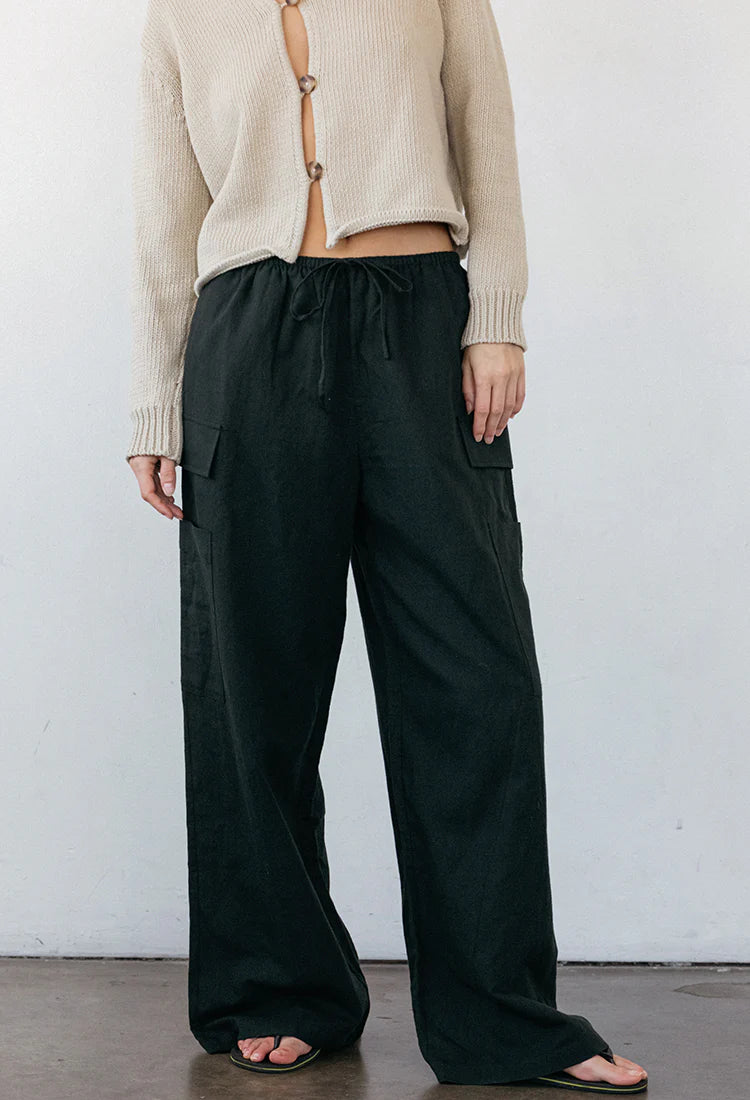 Marceau Black Linen Pant