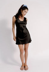 Dila Dress Black Charmeuse