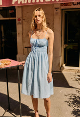 Gabriela Sky Gingham Midi Dress